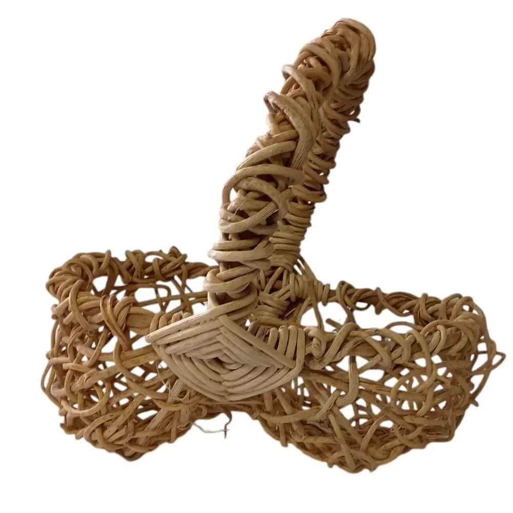 Primitive Buttock Basket Grapevine Egg Fruit Gathering Eye of God Hand Woven Vtg